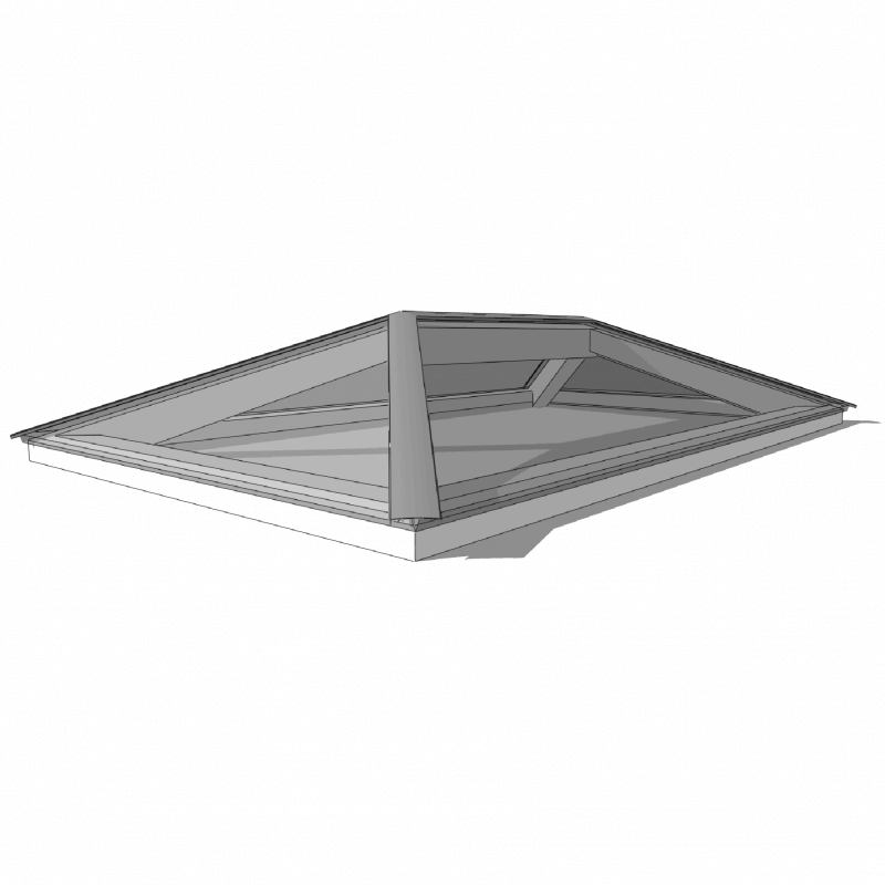 Afbeelding lichtstraat schilddak 2000 x 1000mm hoog rendement veiligheidsglas