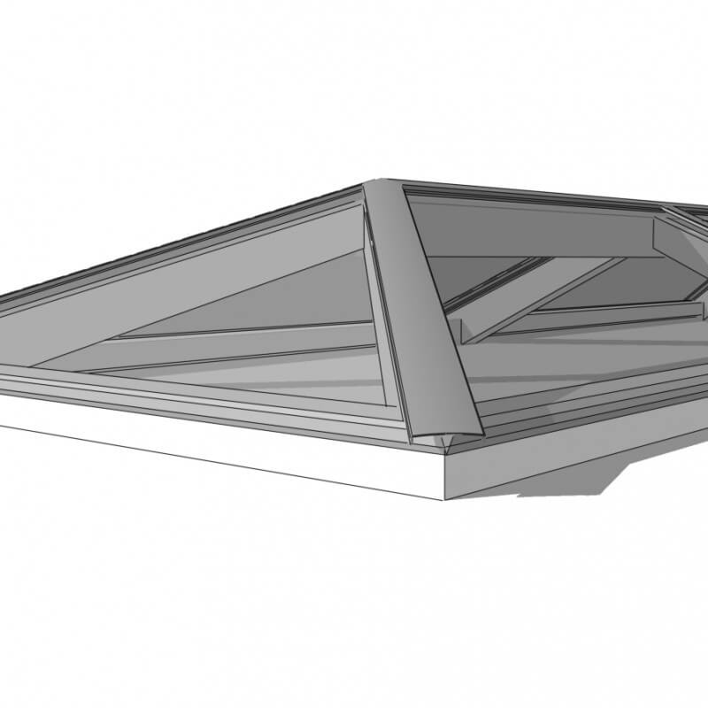 Afbeelding lichtstraat schilddak 3000 x 1500mm hoog rendement veiligheidsglas