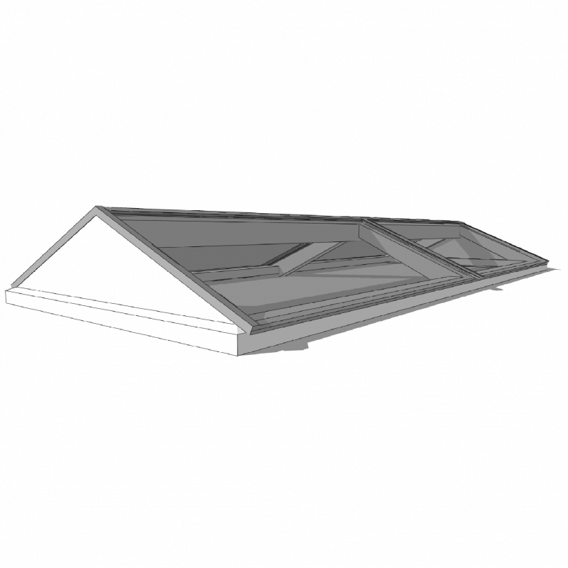 Afbeelding lichtstraat zadeldak 3000 x 1500mm hoog rendement veiligheidsglas
